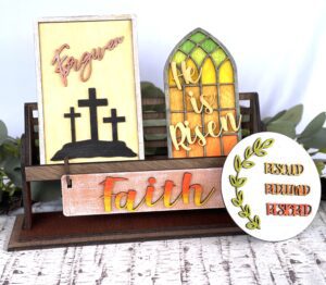 Raised shelf with Easter inserts
